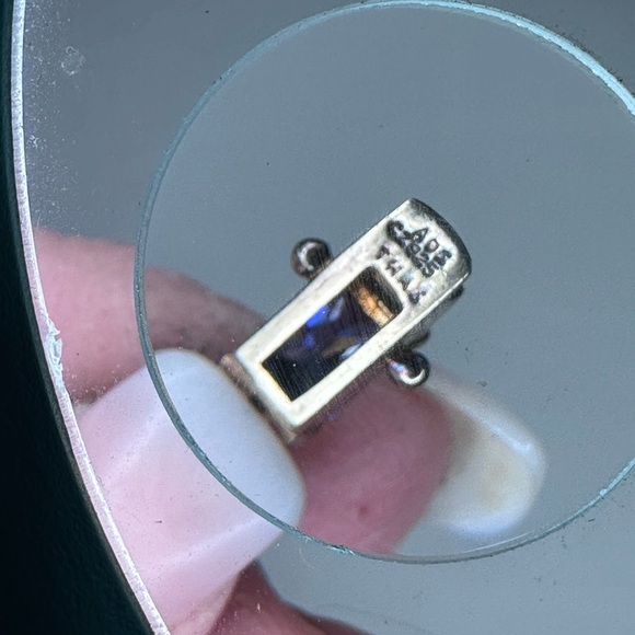 ADI 925 Sterling Silver Gold Overlay Tennis Bracelet Thailand 11 blue stones 🧊 - Picture 14 of 16